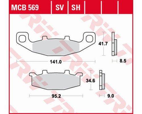 Тормозні колодки trw lucas zf kh129 sinter street kawasaki gpz 400r '89-, zzr 500/600 '90-'92, gpx 600r '88-'99, zr 750 '91-'99, gpz 900r '90-'94, zr 1100 '92-'95, zx-11 '93 -'01, zzr 1100 '90-'9
