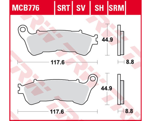 Тормозні колодки trw lucas zf kh388 sinter road/track honda cbf 500 '04-'08, cb 600 hornet '07-'15, cbf 600 '04-'13, vt 750 shadow, cbf 1000 '10-'16, vfr 800 '06-'13, xl 1000v varadero 04-'13, cb 1100 '14-,