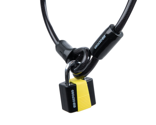 Oxford Loop Lock Junior трос проти крадіжки зі сталі з замком 1,8м x 10мм чорний