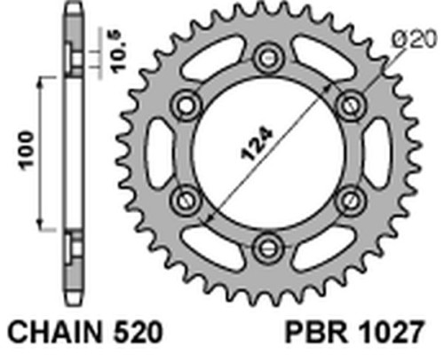 Pbr задня зірочка 1027 42 c45 ducati monster 695/800 (jtr735.42) (ланцюг 520)