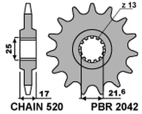 Зірочка передня pbr 2042 15 18nc honda cb 500f/x '13-15, cbr 500r `13-15 (ланцюг 520)