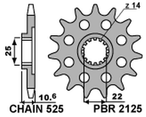 Передня зірочка pbr 2125 15 18nc mv augusta 910/920/989/990/1000
