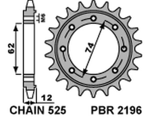 Зірочка передня pbr 2196 22 18nc gilera gp 800 (09-13), aprilia srv850 (12) (ланцюг 525)