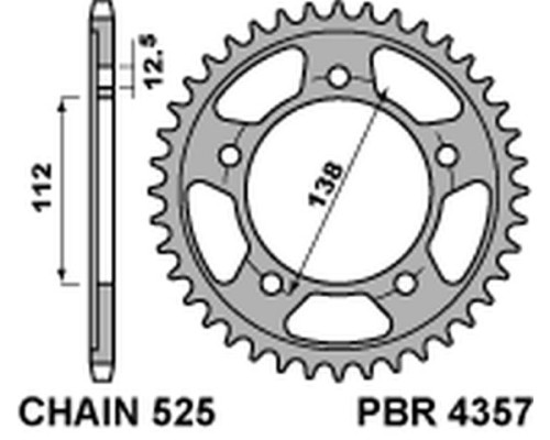 Pbr задня зірічка 4357 38 c45 honda vt 750s 11-13 (jtr1304.38) (ланцюг 525)