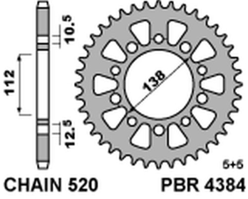 Задня зірочка pbr 4384 41 c45 honda 500f/r/x 13-16 (jtr1316.41)