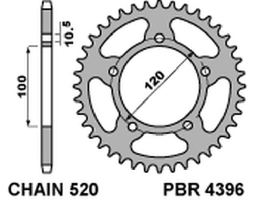 Задня зірочка pbr 4396 39 aprilia rs 125 06-12 (jtr703.39)