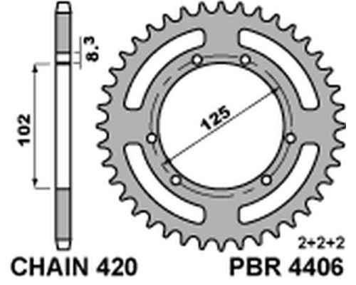 Задня зірочка pbr 4406 53 f derbi senda 50r/sm 00-12 (ланцюг 420) (jtr1132.53)