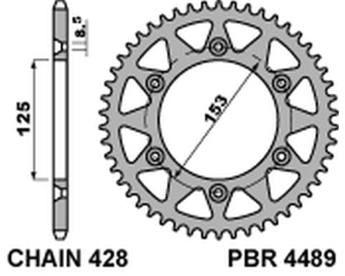 Задня зірочка pbr 4489 59 f honda crm 125 (hm) (08-11) (ланцюг 428)