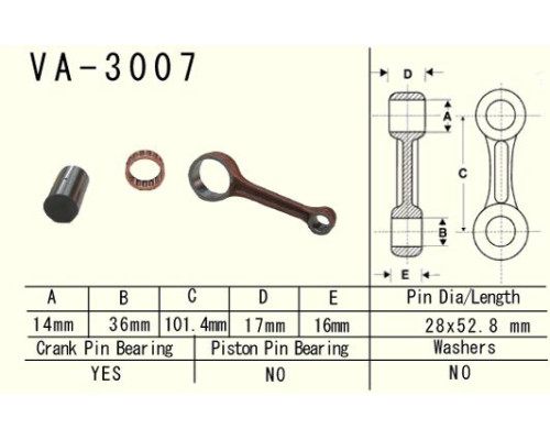 Шатун vesrah suzuki lt 160 (lt160) quadrunner '89-'04 (va3007) (made in japan)