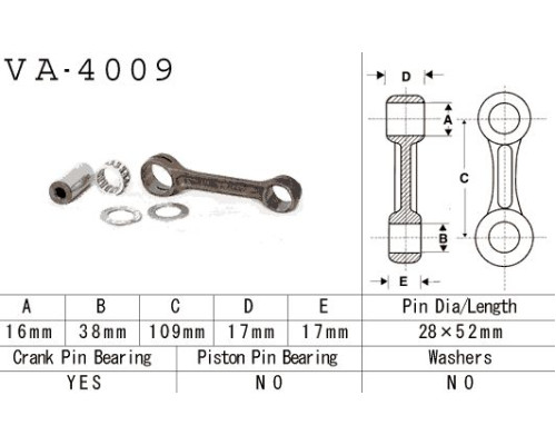 Шатун vesrah kawasaki klf 220 (klf220) '92-'11, klf 250 (klf250) '92-'11 (va4009) (зроблено в японії)