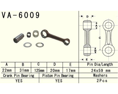 Шатун vesrah YAMAHA yz 250 (yz250) '99-'20 (va6009) (зроблено в японії)