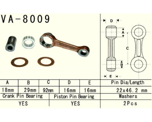 Шатун vesrah kawasaki kx 80 (kx80) '98-'17, kx 85 (kx85) '98-'17, kx100 (kx100) '98-'19 (va8009) (made in japan)