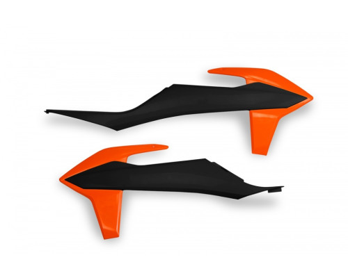 Ковпачки радіатора UFO ktm sx/sxf(sx-f) 125/150/250/350/450 '19-'22, exc 125 '20-'21, exc/excf(exc-f) 150/250/300/350/450/500 '20-2023 колір oem (black orange)