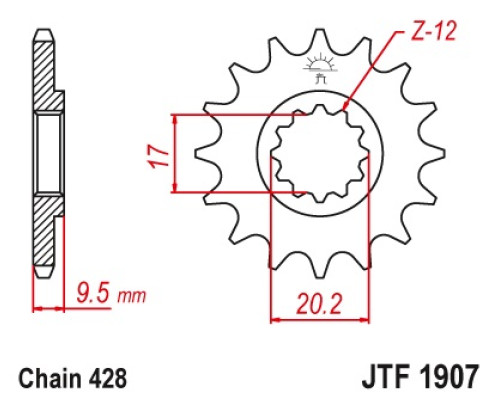 Зірочка передня jt 2084 13 ktm sx 85 04-17 (208413jt) (ланцюг 428)