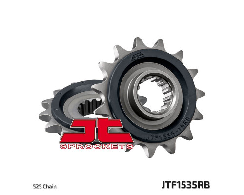 Зірочка передня jt 2093 15 з гумою kawasaki zx6r '98-'02 209315jtrb) (ланцюг 525)