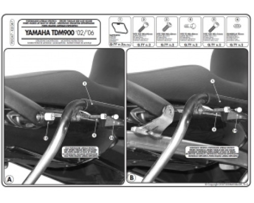 Kappa Стелаж Бічні футляри Monokey Side для YAMAHA TDM 900, підходить для K33N K'Road, чорний