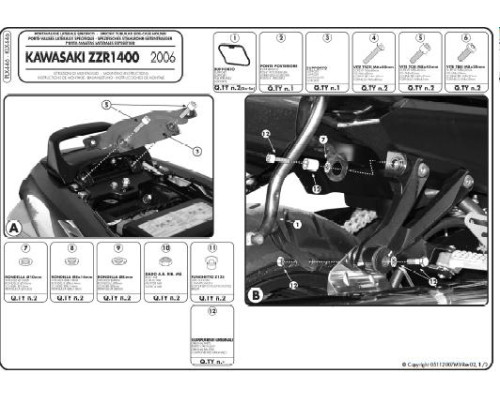 Kappa K'Road Стелаж для бокових кофрів Monokey Side для Kawasaki ZZR під кофри K33N Чорний