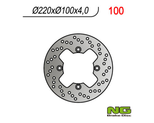 Ng задній гальмівний диск kawasaki zx 6r '98-'07, zx10r, er6f/n, kle 650versys 07-14 (220x100x4.0mm) (4x10.5mm)