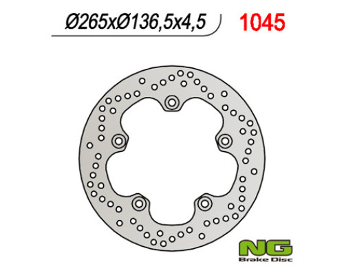 Ng задній гальмівний диск bmw f 650gs 800/ k1200/ r1200 (265x136x4.5) (5x10mm)