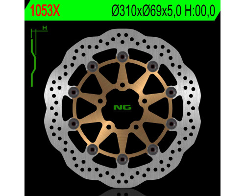 Ng передній гальмівний диск suzuki dl 650 04-07, sv650 '03-'08, dl 1000 02-11, sv 1000 03-08 (310x69x5) (5x10,5mm) хвиля