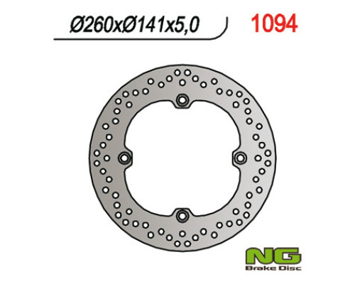 Ng гальмівний диск задній kawasaki, suzuki dl 650 '04-'20, dl 1050 '20, dl 1000 '02-'19 (260x141x5) (4x10.5 mm)