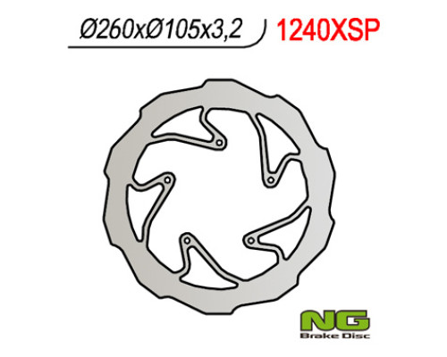Ng передній гальмівний диск bmw g 450x '08-'11 (260x105x3.2) хвиля (5x6.00mm)