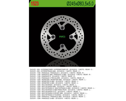 Ng задній гальмівний диск ducati multistrada 1200 10-16, monster 1200 14-16, hypermotorad