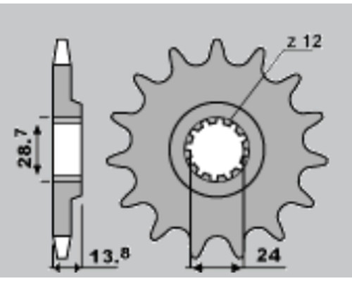 Jr передня зірочка 2077 17 kawasaki zrx 1100/1200 '97-'06 (207717jt) (ланцюг 530)