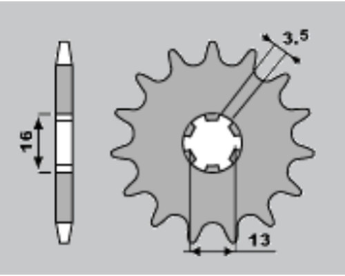 Jr передня зірочка 428 14 suzuki dr-z 70 '08-'18, dr-z 50 '19-'21, ts/gt 80 '81-'82, jr/ds 80 '82-'04