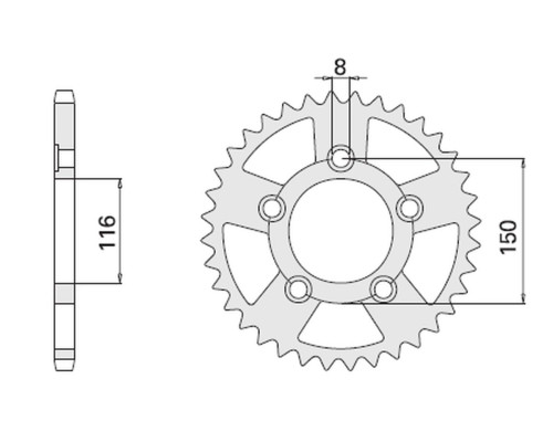 Cht задня зірочка 4329 42 (2026-42) aprilia rs250 репліка 95-05 (ланцюг 520)