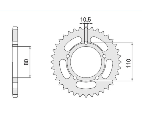 Cht задня зірочка 4350 36 honda cb 450s 86-89 (332-36) (jtr1332.36)