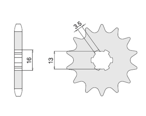 Cht зірочка передня 428 14 (428-14) (ланцюг.428) suzuki polini