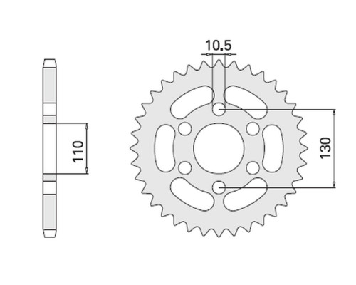 Cht задня зірочка 504 44 kawasaki el 250 88-96 (486-44) (jtf486.44)