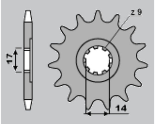 Cht передня зірочка 210 14 cagiva mito 50 99, prima super ciЗАДНІ50 92-96 (708-14)