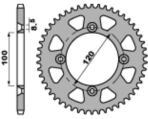 Задня зірочка pbr 798 51 c45 suzuki rm 80/85, yamaha yz 80/85 (428) (jtr798.51)