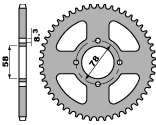 Pbr задня зірочка 810 42 f suzuki gn 125/ gs 125 (ланцюг 428) (jtr810.42)