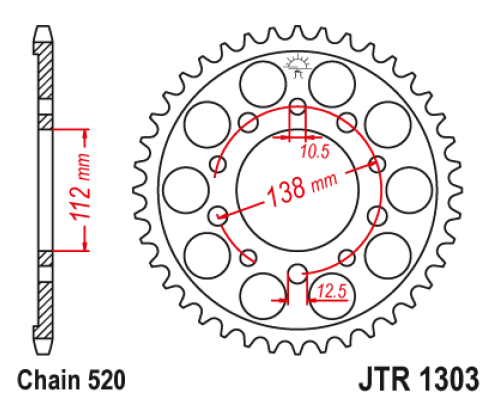 Jt задня зірочка 4384 43 honda cbr 600 '91-'98, cbr 600 '11-'14, cbr 900 rr fireblade '93-'98 (jjtr1303.43) (ланцюг 520)