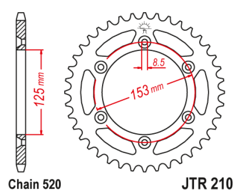 Jt продаж задня зірочка 289 50 honda cr/crf/xr '83-'19 (ланцюг 520) (28950jt) - замінено на jtr210.50sc