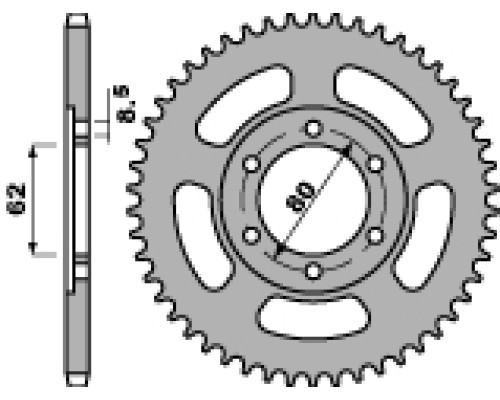 Pbr задня зірочка 842 50 c45 yamaha tw 125/200 87-11 (ланцюг 428)