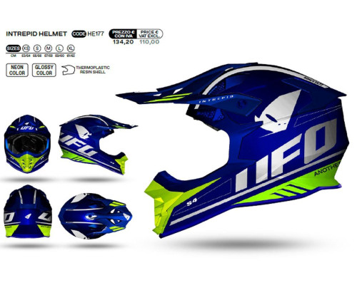 UFO Intrepid Кросовий Шолом ECE 22R06 XL Синій/Жовтий Флуо Колекція 2024