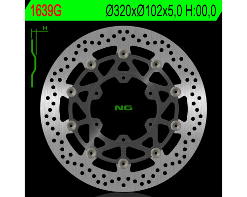 Ng передній гальмівний диск suzuki gsxr abs 1000 17-19 (320x102x5.0mm) (6x8.5mm) плаваючий (алюмін. центр)