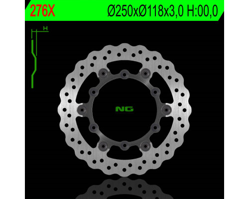 Ng передній гальмівний диск yamaha yz/yzf 01-16, wrf 02-17 floating (250x118x3.00mm) (6x6.5mm) хвиля