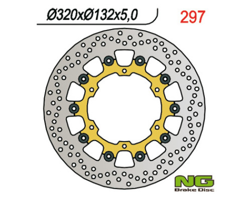 Ng передній гальмівний диск yamaha fjr1300 '03-'16, mt-01 '05-06, v-max 1700 09-16 (320x132x5) плаваючий