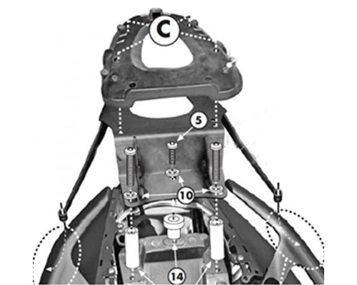 Kappa Стелаж для центрального кофра YAMAHA T-Max 500 (08-11), T-Max 530 (12-15) з пластиною Monolock чорний