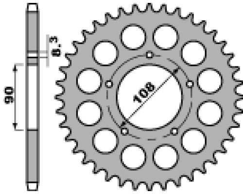 Pbr задня зірочка 1022 36 c45 ducati 900ss (ланцюг 530)