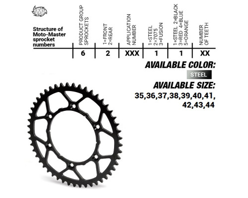 Moto-master задня зірочка сталева ultralight 4395 42 (439542) ktm sx 50/sx 50 mini '04-'13 (ланцюг 415) чорний