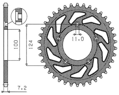 Задня зірочка sunstar 4443 36 ducati 749 '03-'06 (jtr744.36) (ланцюг 525) (444336jt)