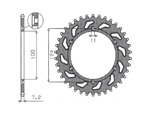 Задня зірочка sunstar 4366 38 ducati monster 1000 '03-'05 (jtr745.38) (ланцюг 525) (436638jt)