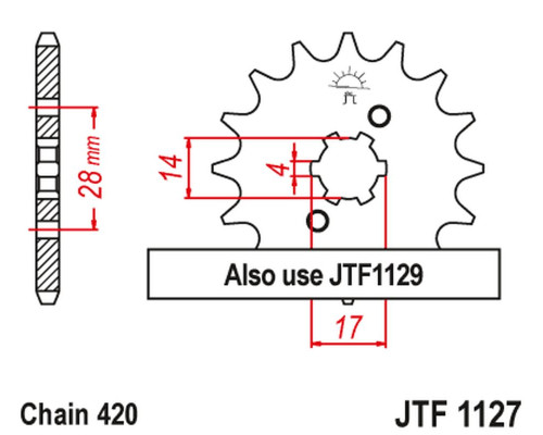 Jt передня зірочка 2107 12 derbi gpr/senda 50 '00-'06, gilera gp 50 '02-'03, zulu 50 '01-'02 (ланцюг 420)