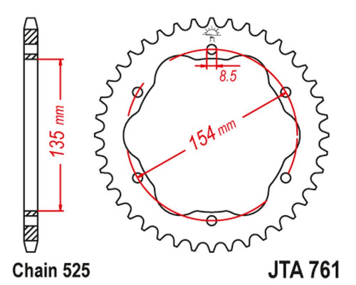 Jt алюмінієва задня зірочка (ergal) ducati 1098/r/s '07-'09, streetfighter 1099 '09-'13, 1198r/s '09-'11, 1199 panigale '12-'15, 1299 panigale '15-'19, panigale v4s '18-'21, mons ter 1200 '14-'20 (ла